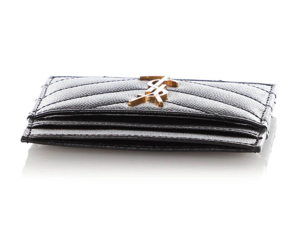 Saint Laurent Black MatelassÃ© Cassandre Card Holder