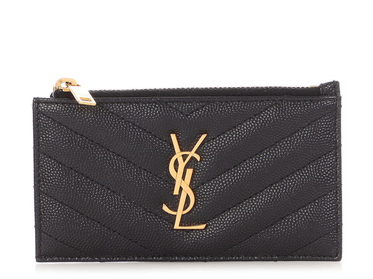 Saint Laurent Black Grain de Poudre Cassandre MatelassÃ© Fragments Card Case