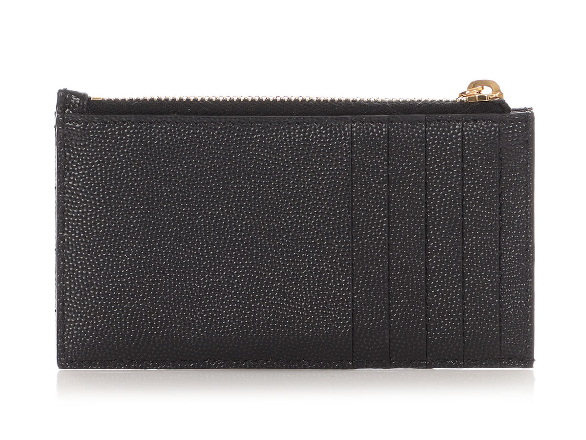 Saint Laurent Black Grain de Poudre Cassandre MatelassÃ© Fragments Card Case