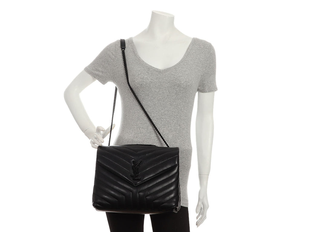 Saint Laurent Medium So Black MatelassÃ© Calfskin Loulou