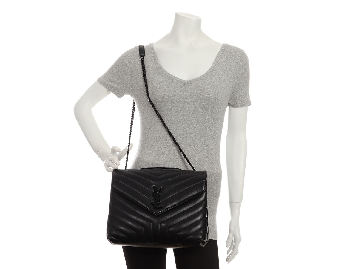 Saint Laurent Medium So Black MatelassÃ© Calfskin Loulou