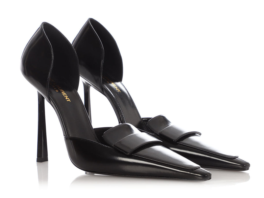 Saint Laurent Black D'Orsay Loafer Pumps