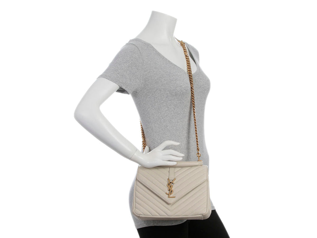 Saint Laurent Medium Crema Grain De Poudre Envelope Bag
