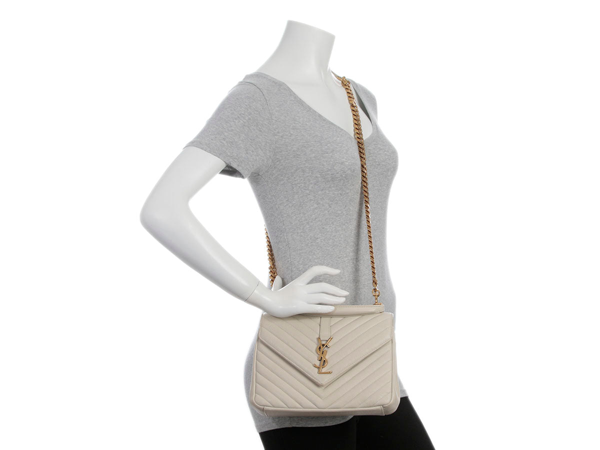 Saint Laurent Medium Crema Grain De Poudre Envelope Bag