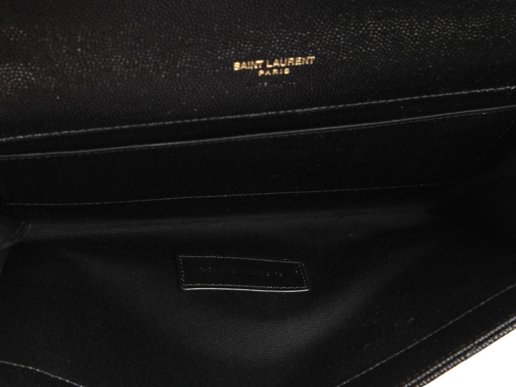 Saint Laurent Black Grain De Poudre Cassandre MatelassÃ© Flap Pouch