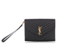 Saint Laurent Black Grain De Poudre Cassandre MatelassÃ© Flap Pouch