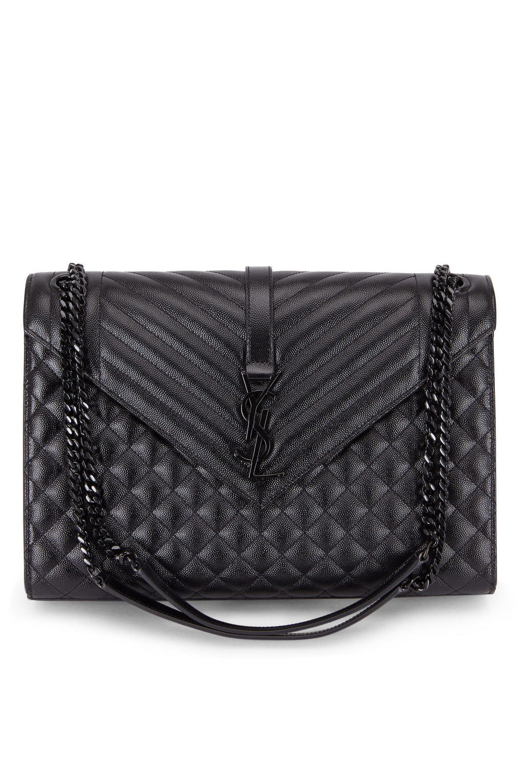 YSL GRAIN DE POUDRE MIXED MATELASSE LARGE TRIQUILT MONOGRAM BAG