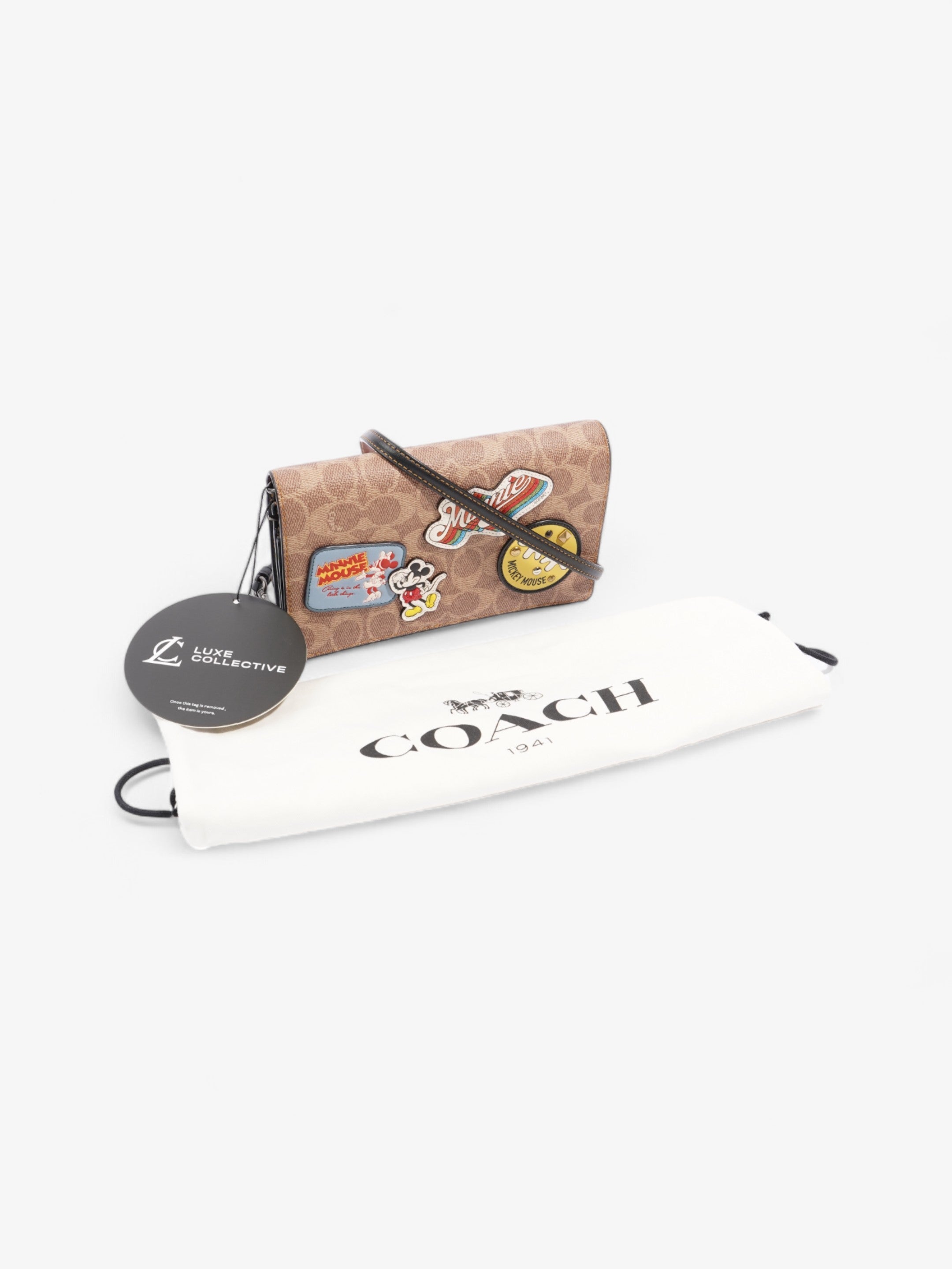 Coach Mickey Mouse Patch Hayden Foldover Brown / Multicoloured Coated Canvas