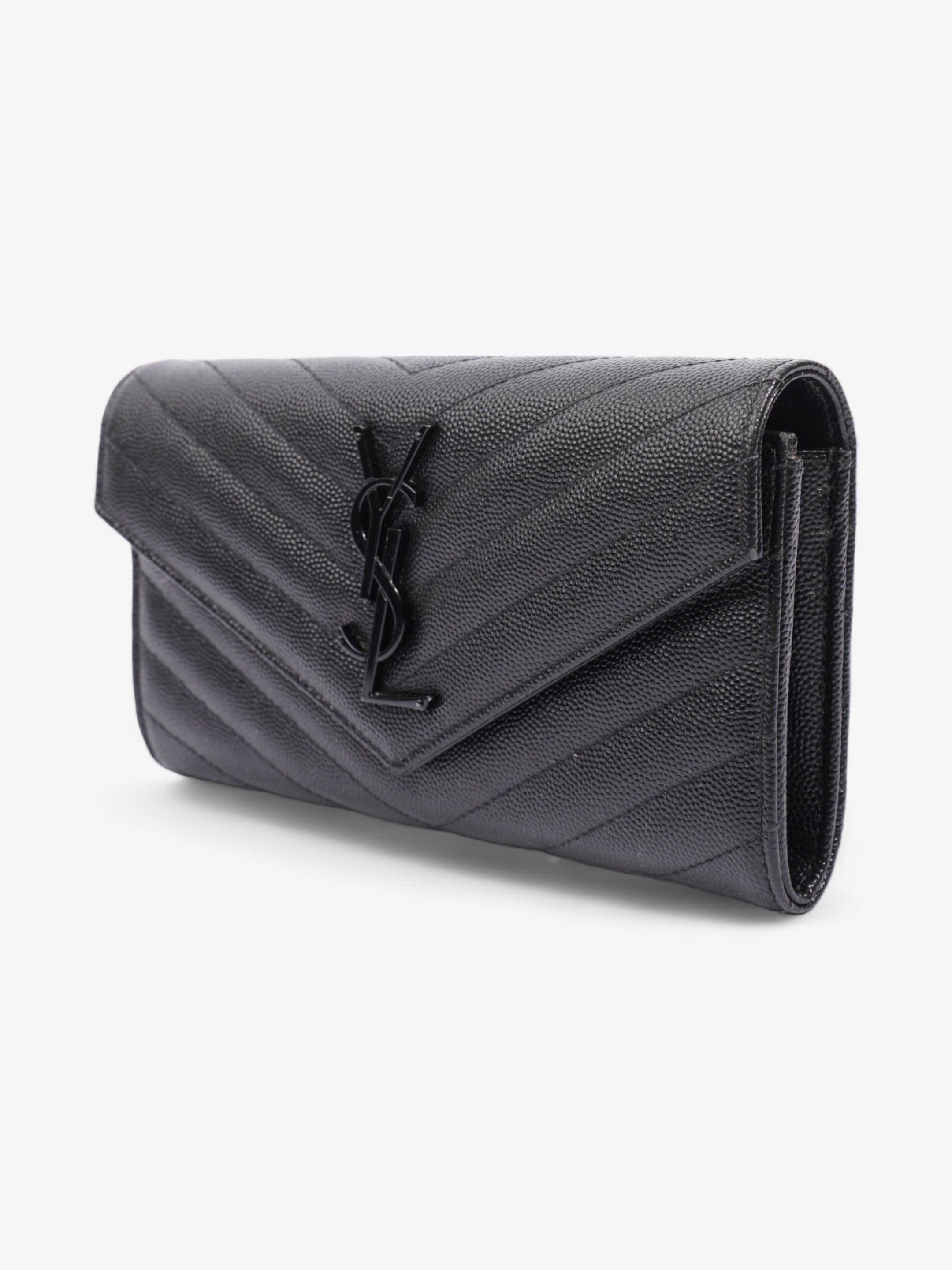 Saint Laurent Cassandre Flap Wallet Black Calfskin Leather