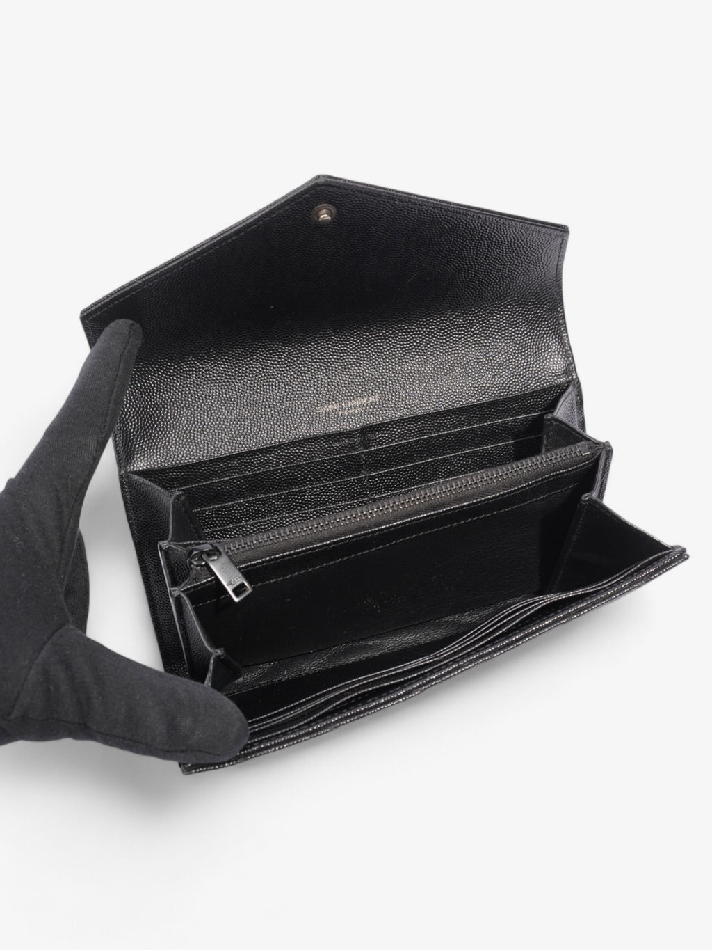 Saint Laurent Cassandre Flap Wallet Black Calfskin Leather