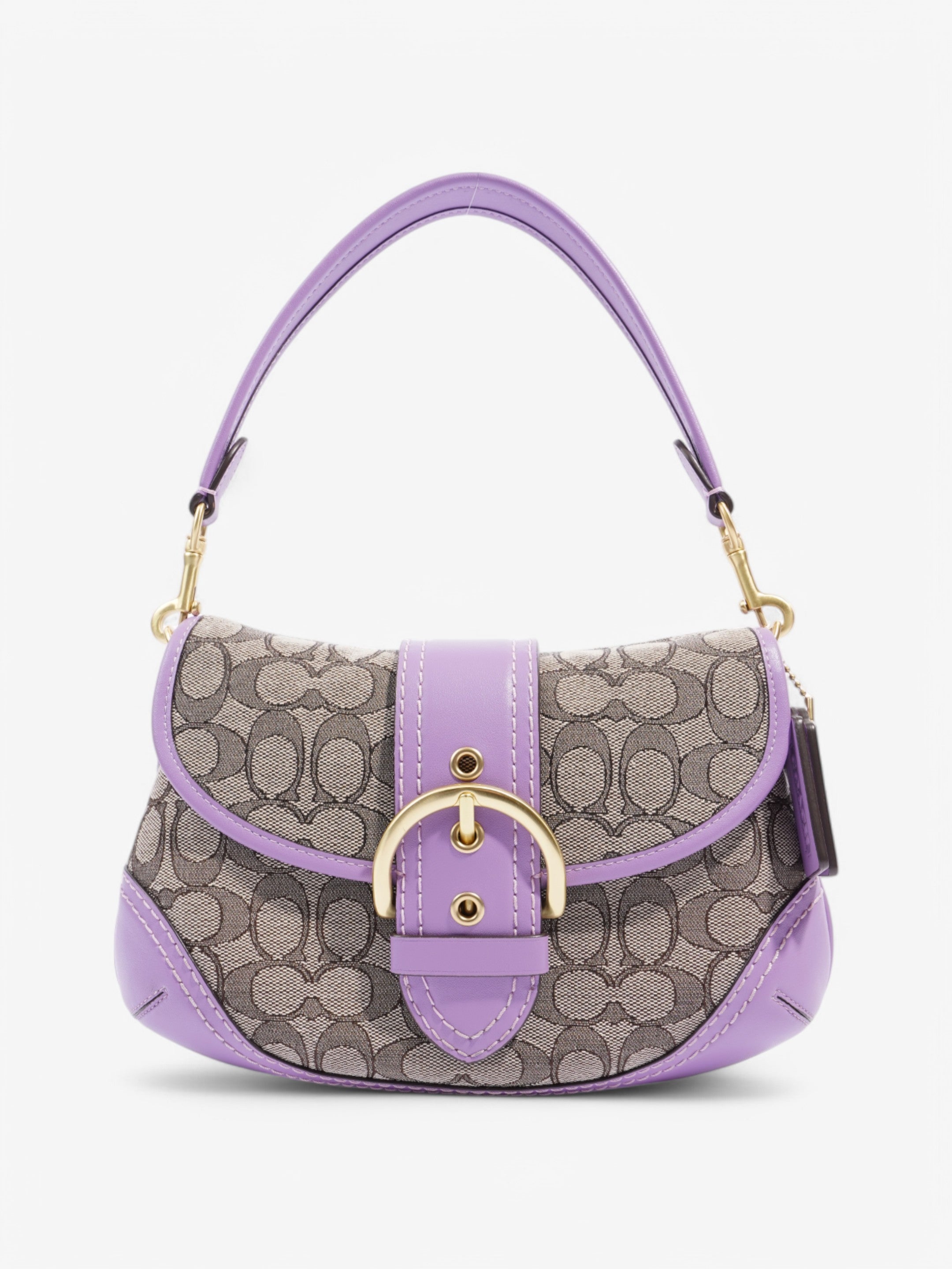 Coach Soho Flap Bag Beige / Lilac Canvas