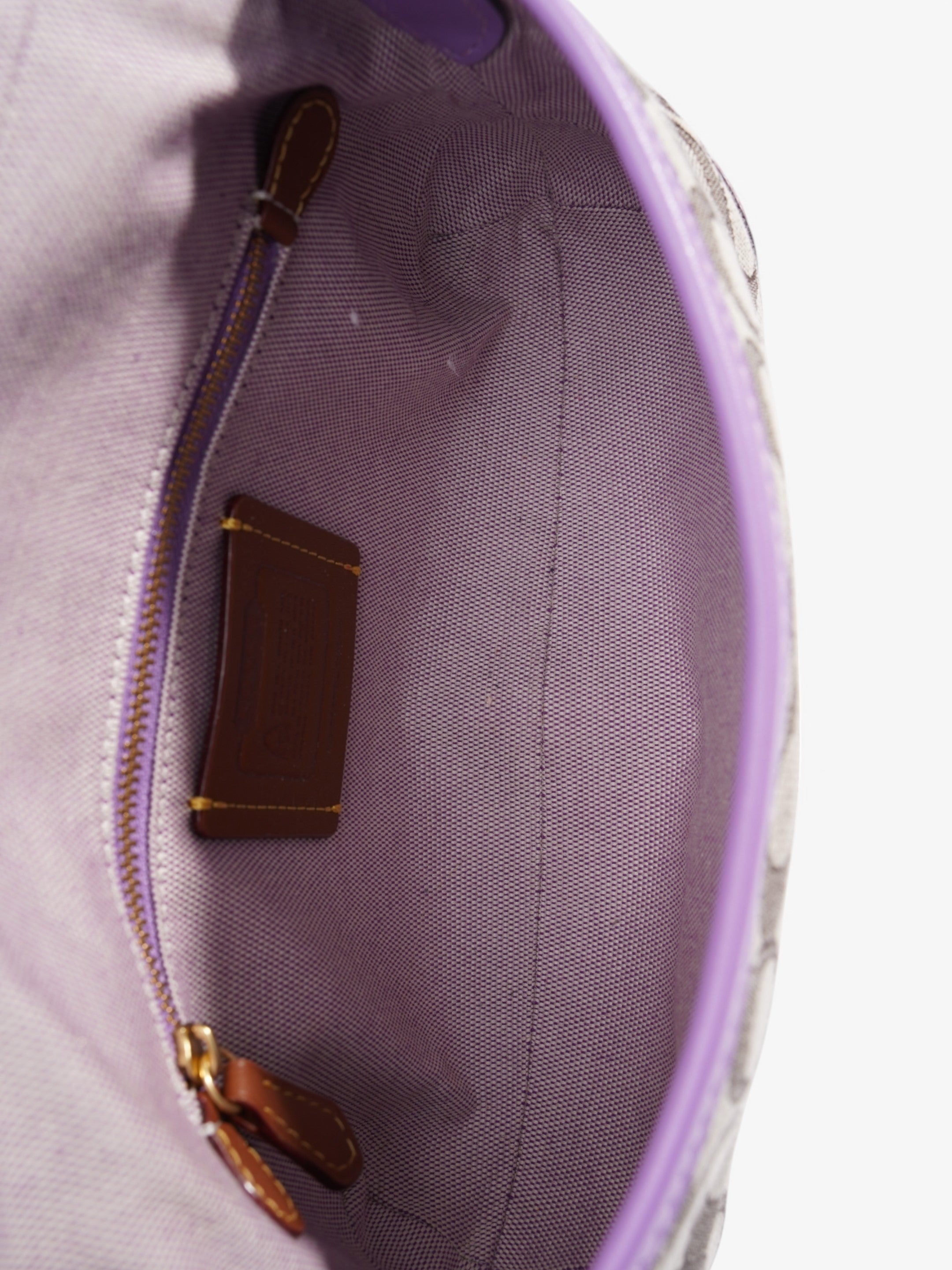 Coach Soho Flap Bag Beige / Lilac Canvas