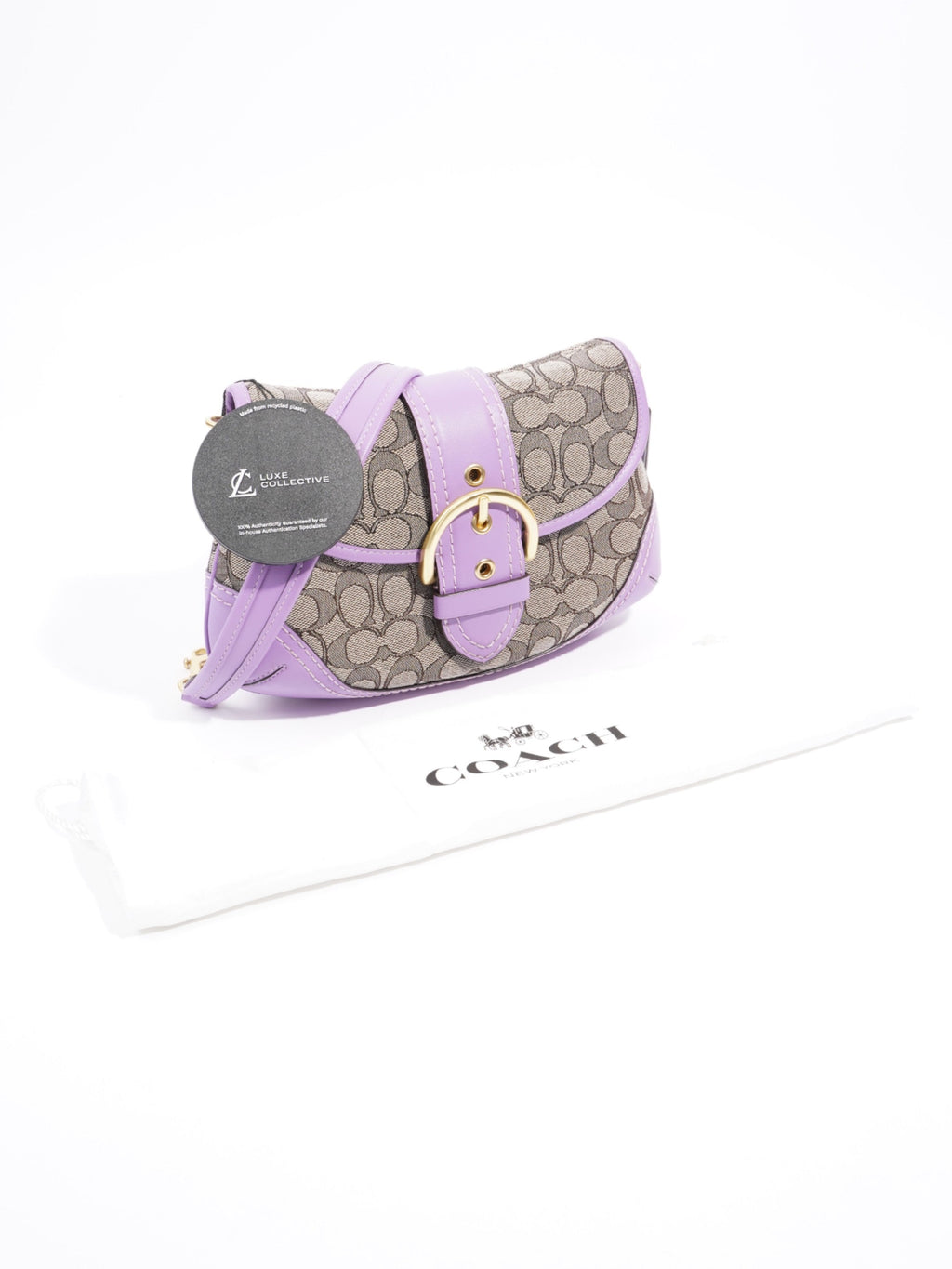 Coach Soho Flap Bag Beige / Lilac Canvas