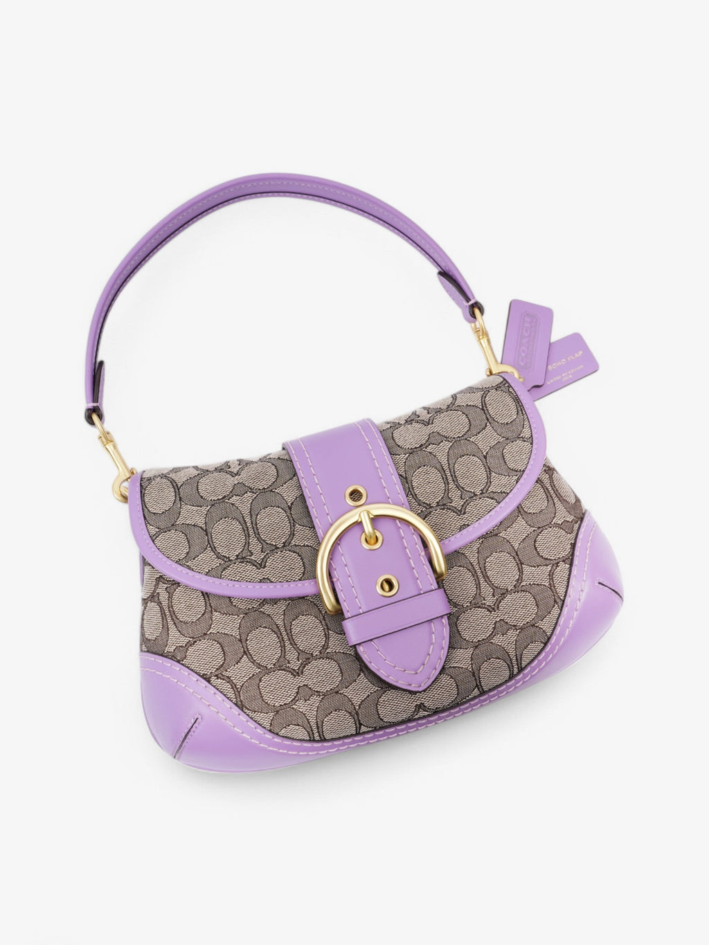 Coach Soho Flap Bag Beige / Lilac Canvas