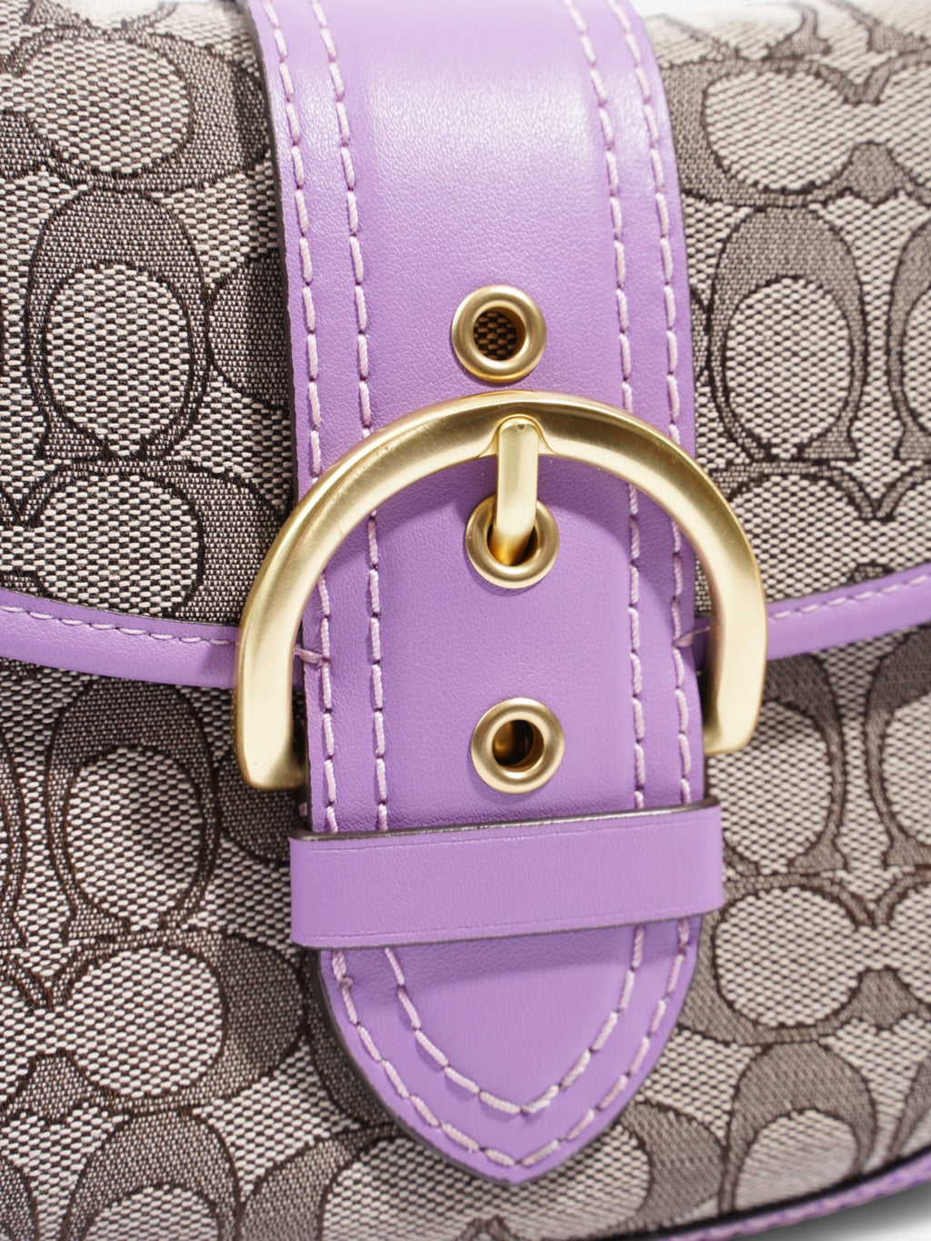 Coach Soho Flap Bag Beige / Lilac Canvas