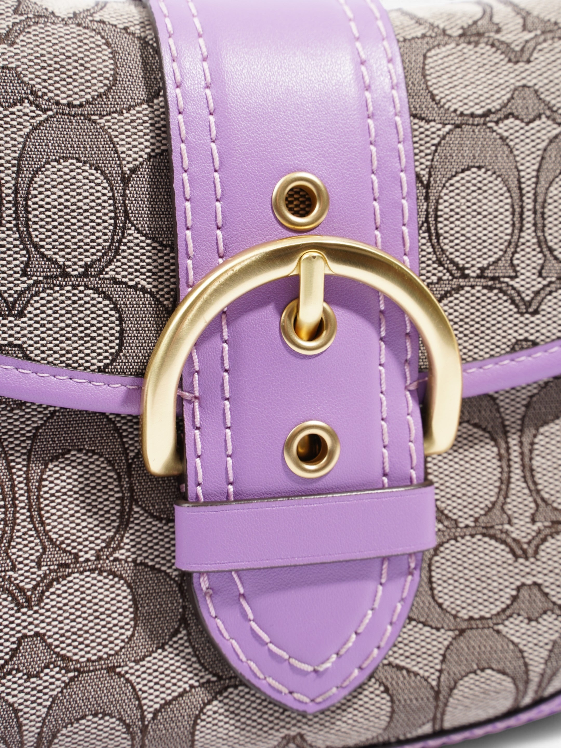 Coach Soho Flap Bag Beige / Lilac Canvas