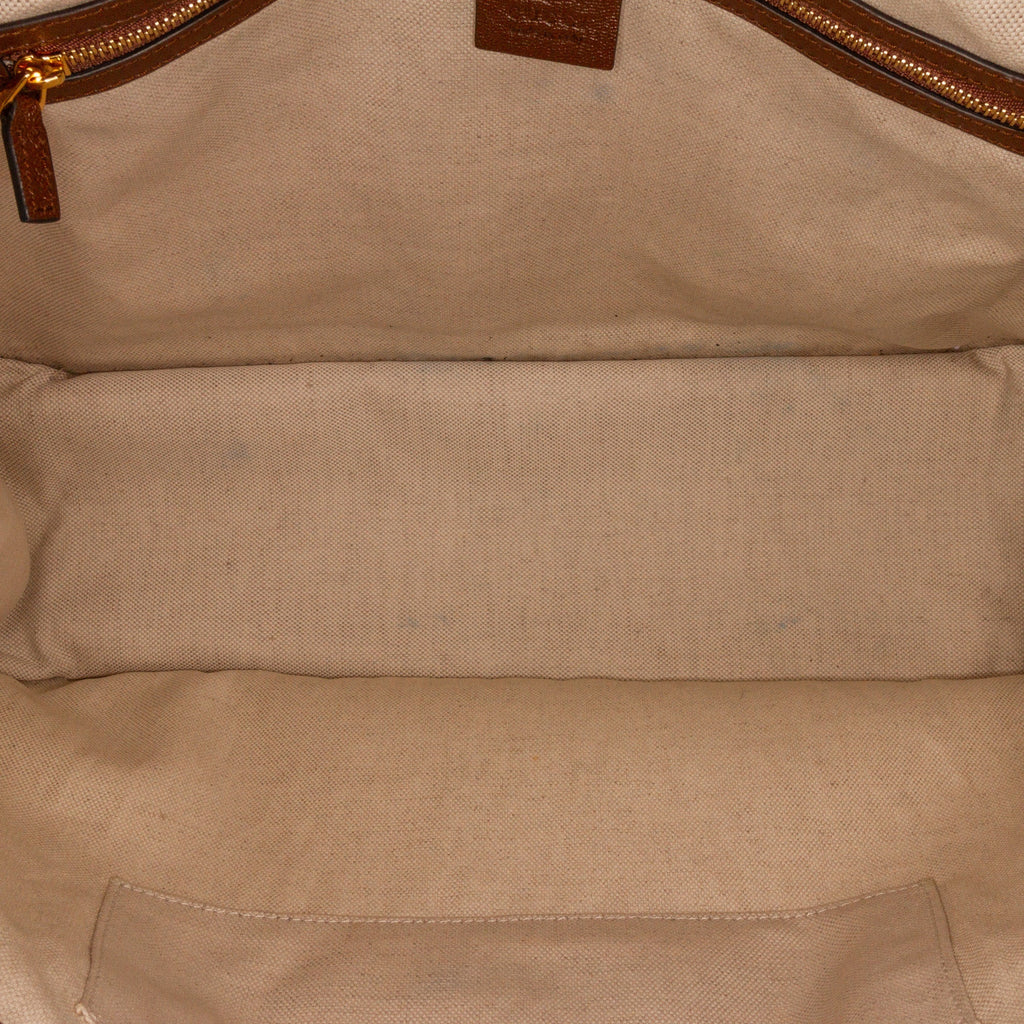 Brown Gucci Large GG Canvas 1955 Horsebit Chain Tote Satchel