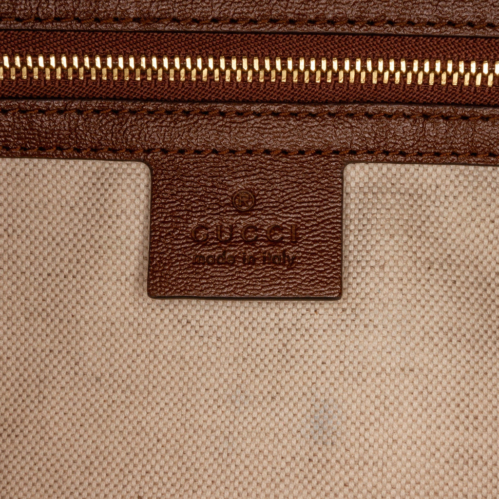 Brown Gucci Large GG Canvas 1955 Horsebit Chain Tote Satchel