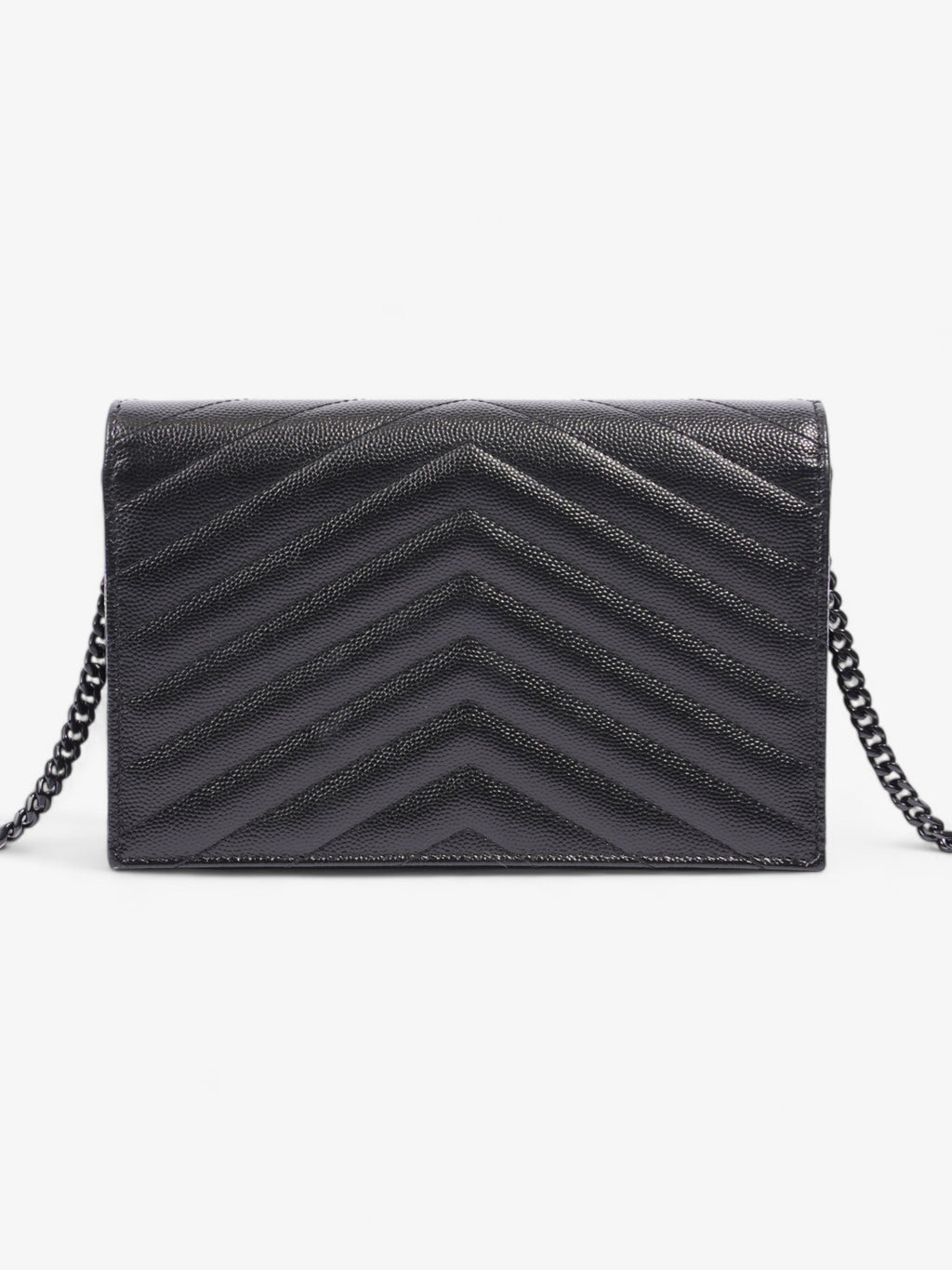 Saint Laurent Cassandre Envelope Chain Wallet Black Matelasse Leather