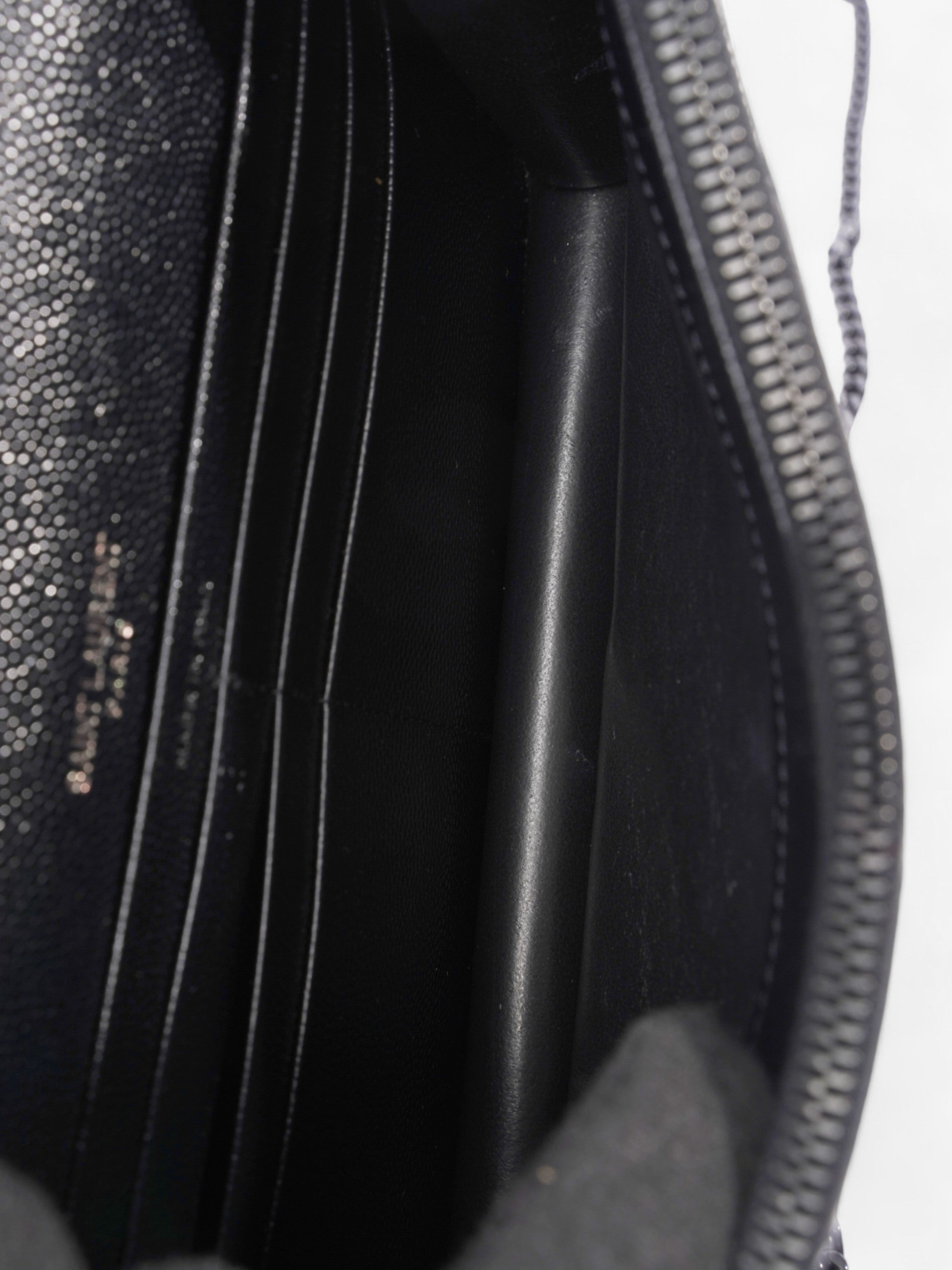 Saint Laurent Cassandre Envelope Chain Wallet Black Matelasse Leather