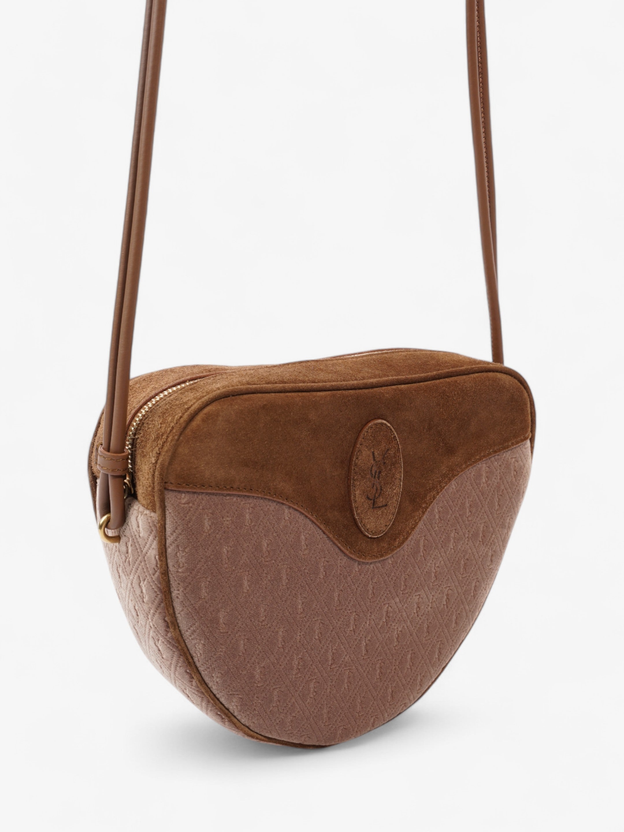 Saint Laurent Le Monogramme Cè‰™ur Brown / Beige Velvet
