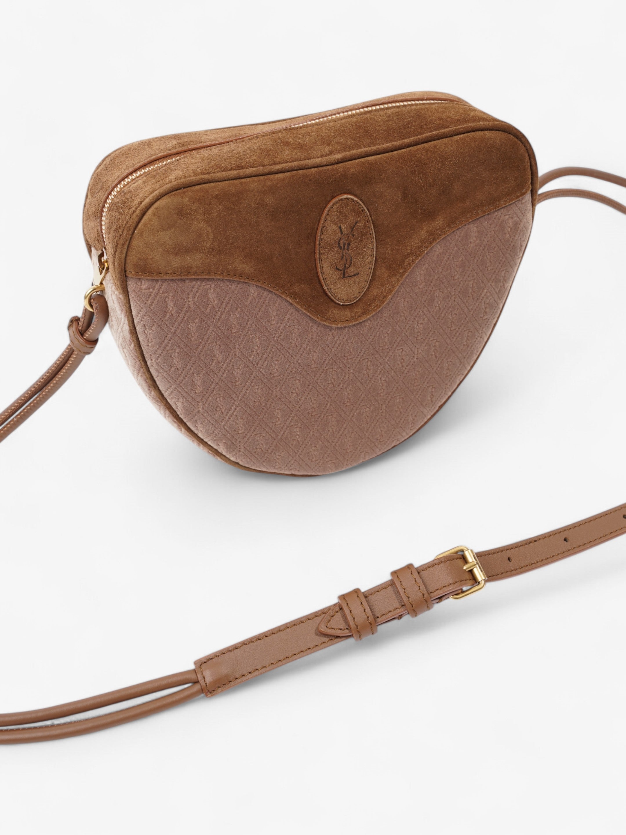 Saint Laurent Le Monogramme Cè‰™ur Brown / Beige Velvet