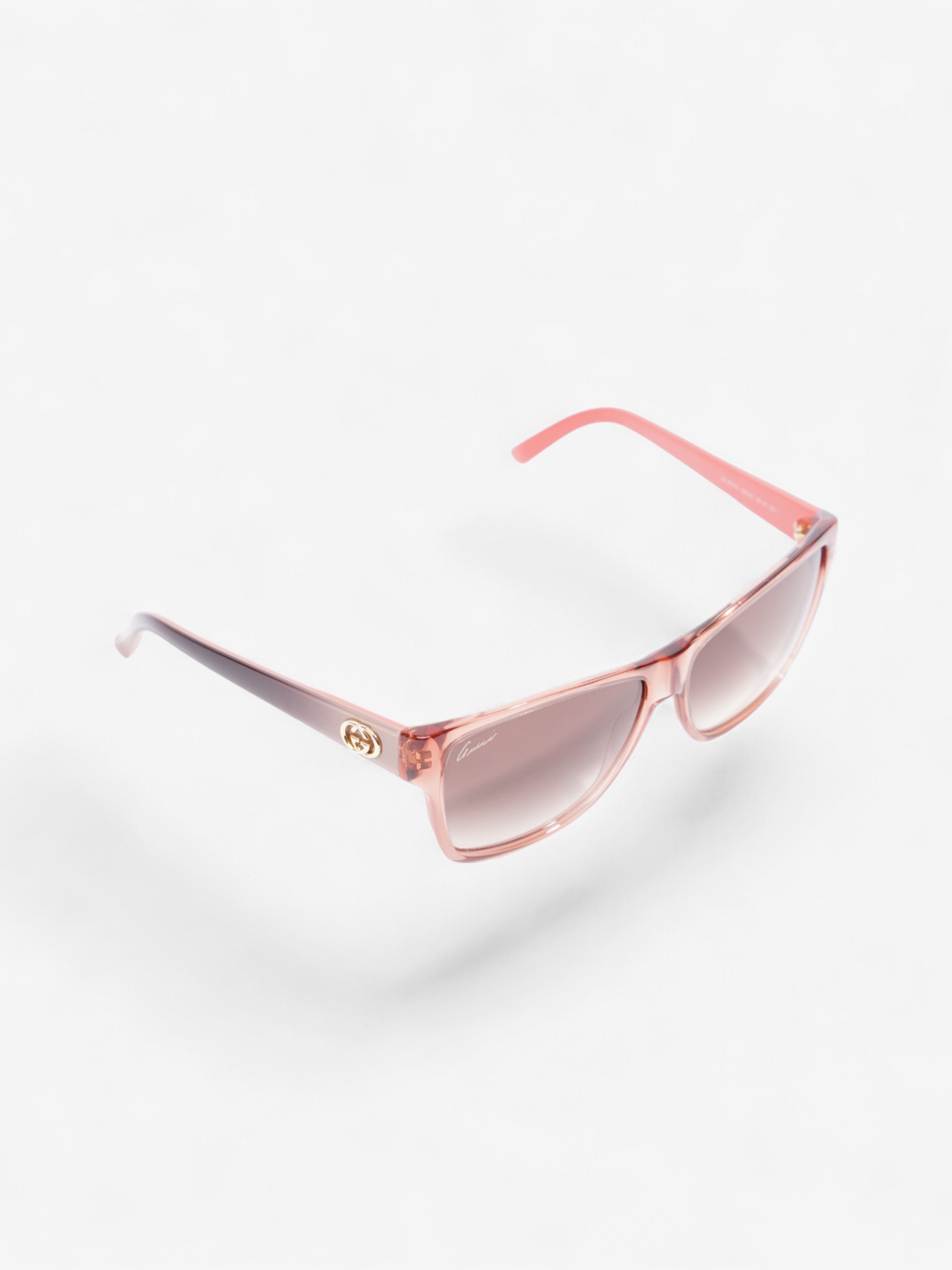 Gucci Clear Frame Sunglasses Coral / Beige Acetate 135mm