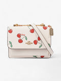 Coach Klare With Heart Cherry Print White / Red / Green Coated Canvas Mini