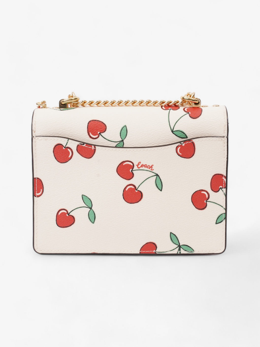 Coach Klare With Heart Cherry Print White / Red / Green Coated Canvas Mini