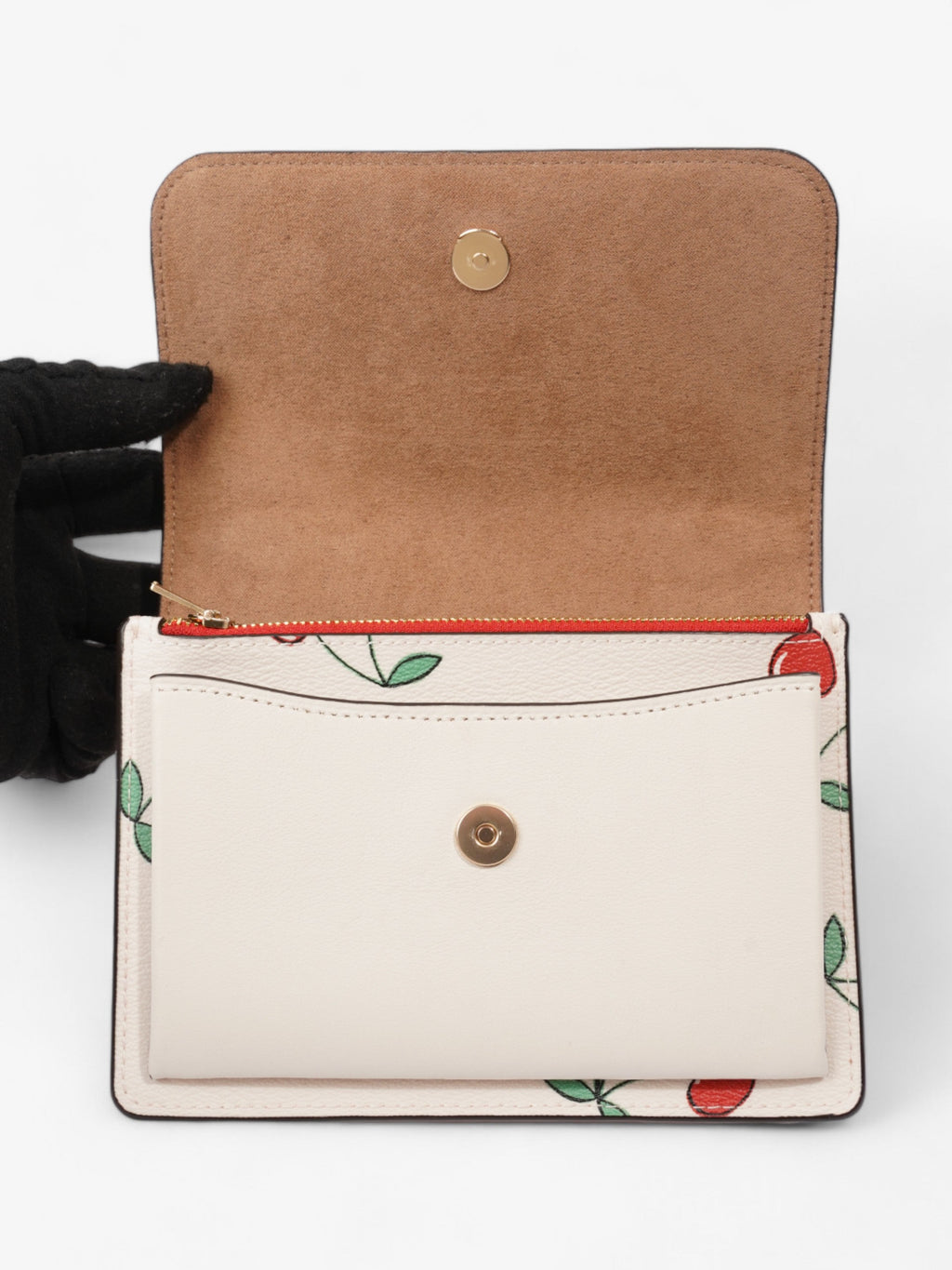 Coach Klare With Heart Cherry Print White / Red / Green Coated Canvas Mini