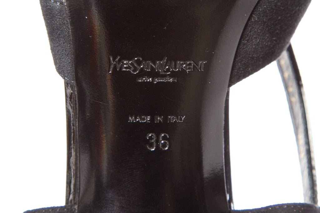Yves Saint Laurent Black Patent Sandals SZ 36