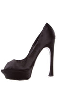 Yves Saint Laurent Black Satin Palais Platforms SZ 40.5