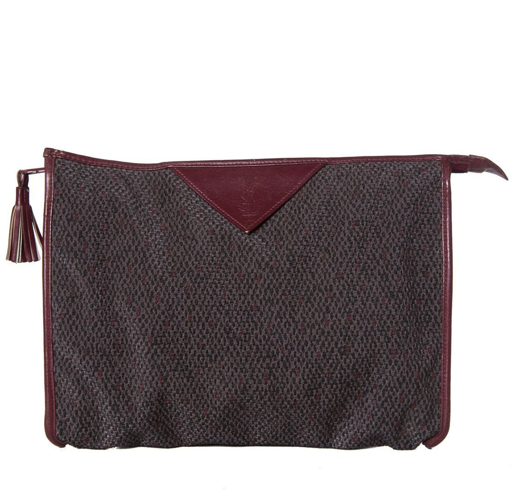Yves Saint Laurent Burgundy & Grey Clutch