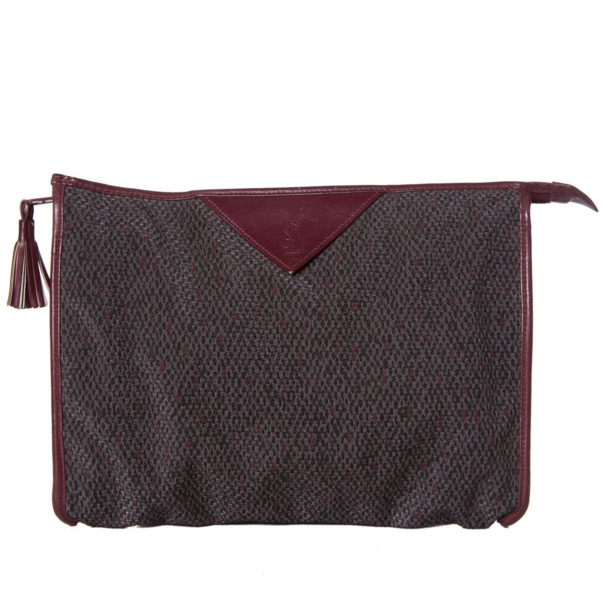 Yves Saint Laurent Burgundy & Grey Clutch