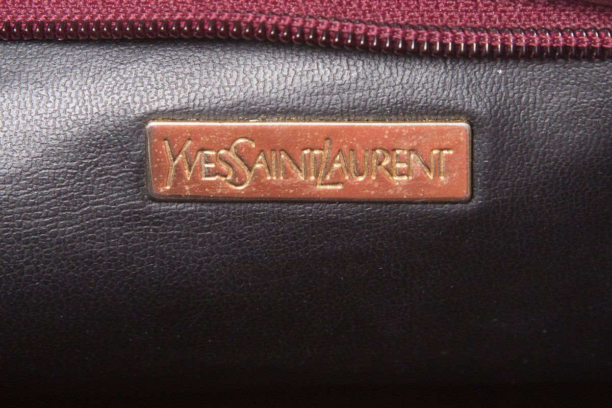 Yves Saint Laurent Burgundy & Grey Clutch