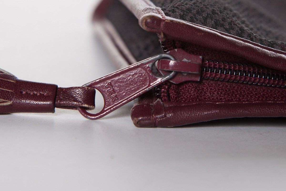 Yves Saint Laurent Burgundy & Grey Clutch