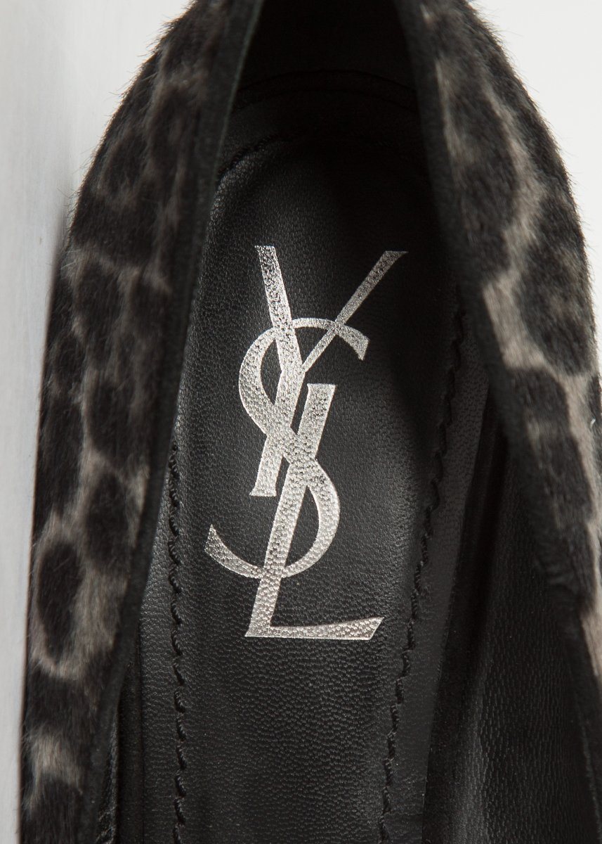 Yves Saint Laurent Grey Ponyhair Tribute Two Pumps SZ 39