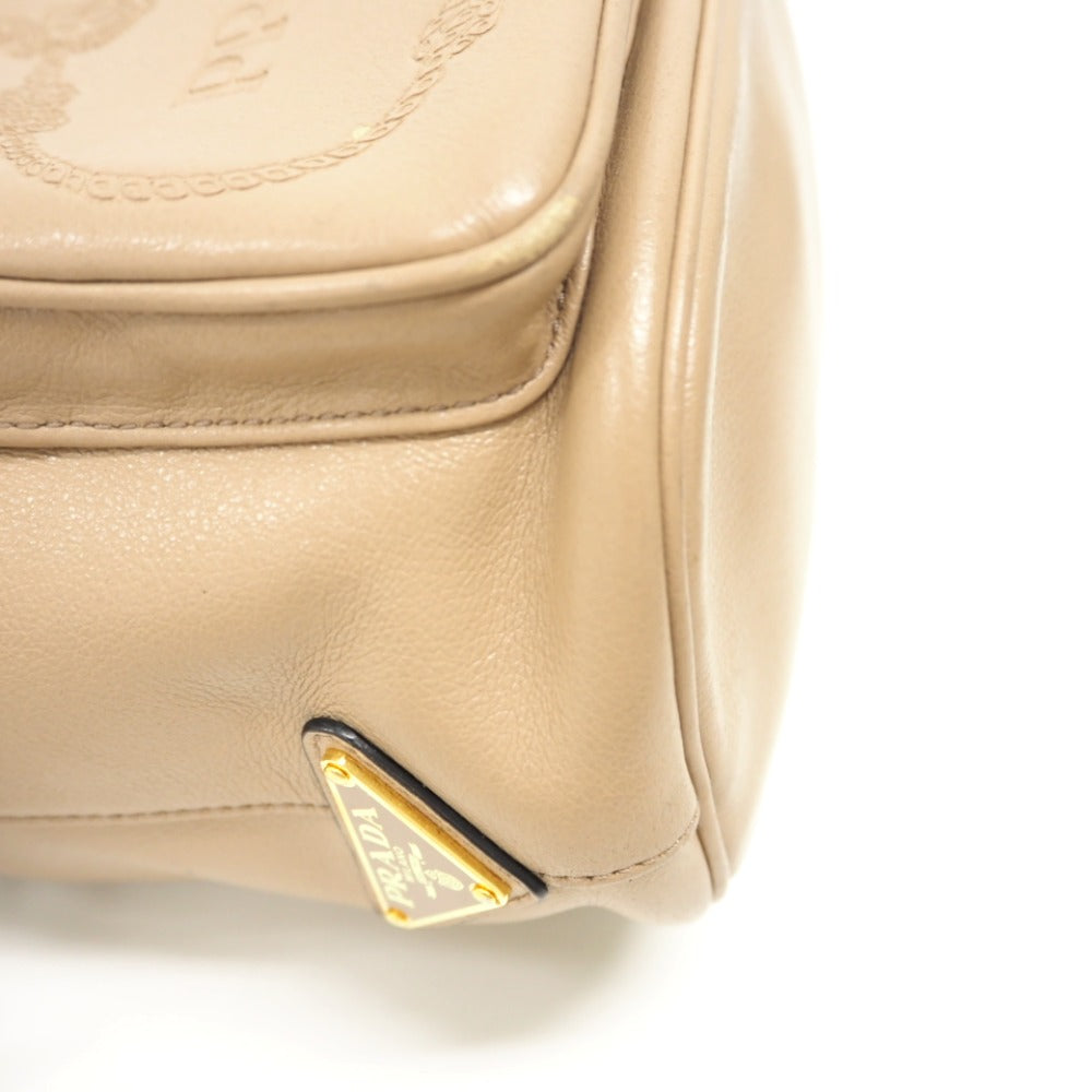 PRADA Handbag 1BH038 leather beige 2WAYShoulder Bag Women Used