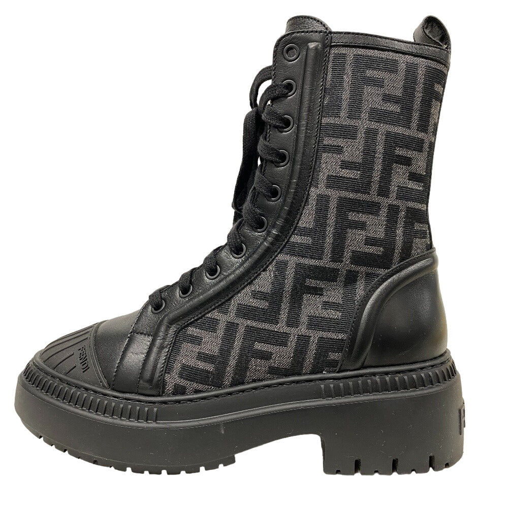 FENDI boots canvas black Short Boots Biker Boots Domino Women 38 Used