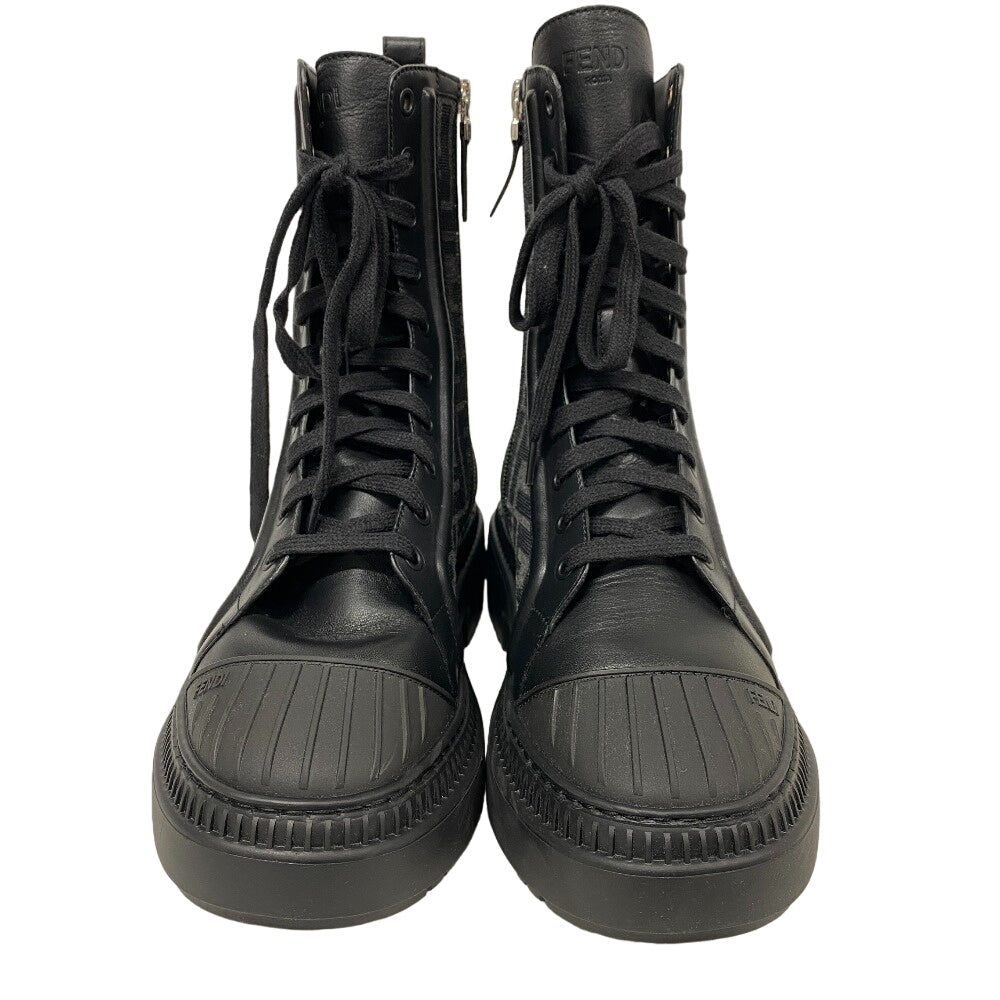 FENDI boots canvas black Short Boots Biker Boots Domino Women 38 Used