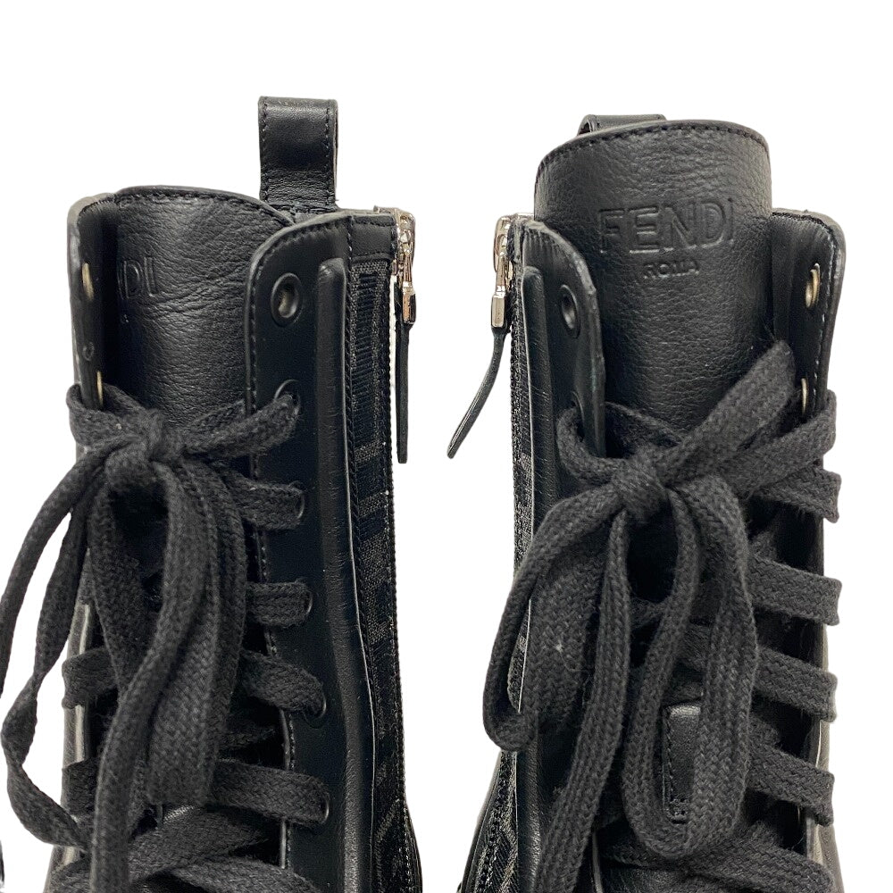 FENDI boots canvas black Short Boots Biker Boots Domino Women 38 Used