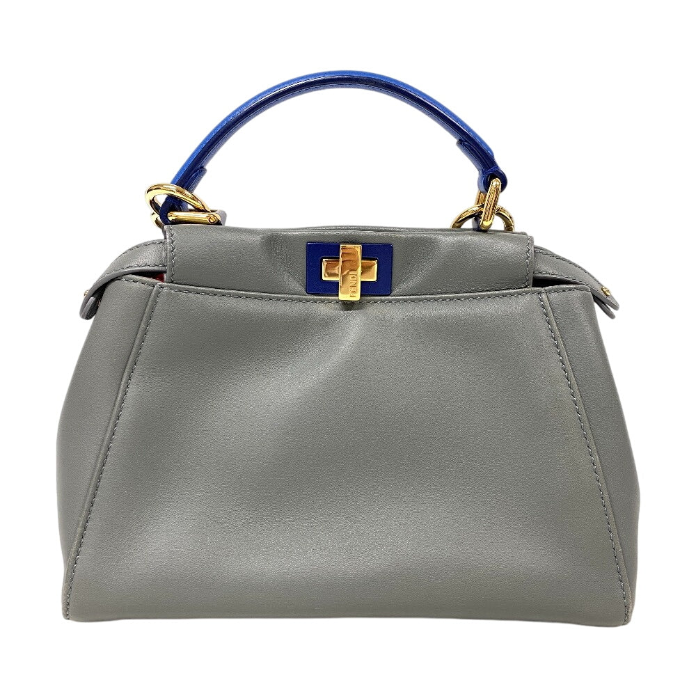 FENDI Handbag 8BN244 leather gray Mini Pea Kaboo