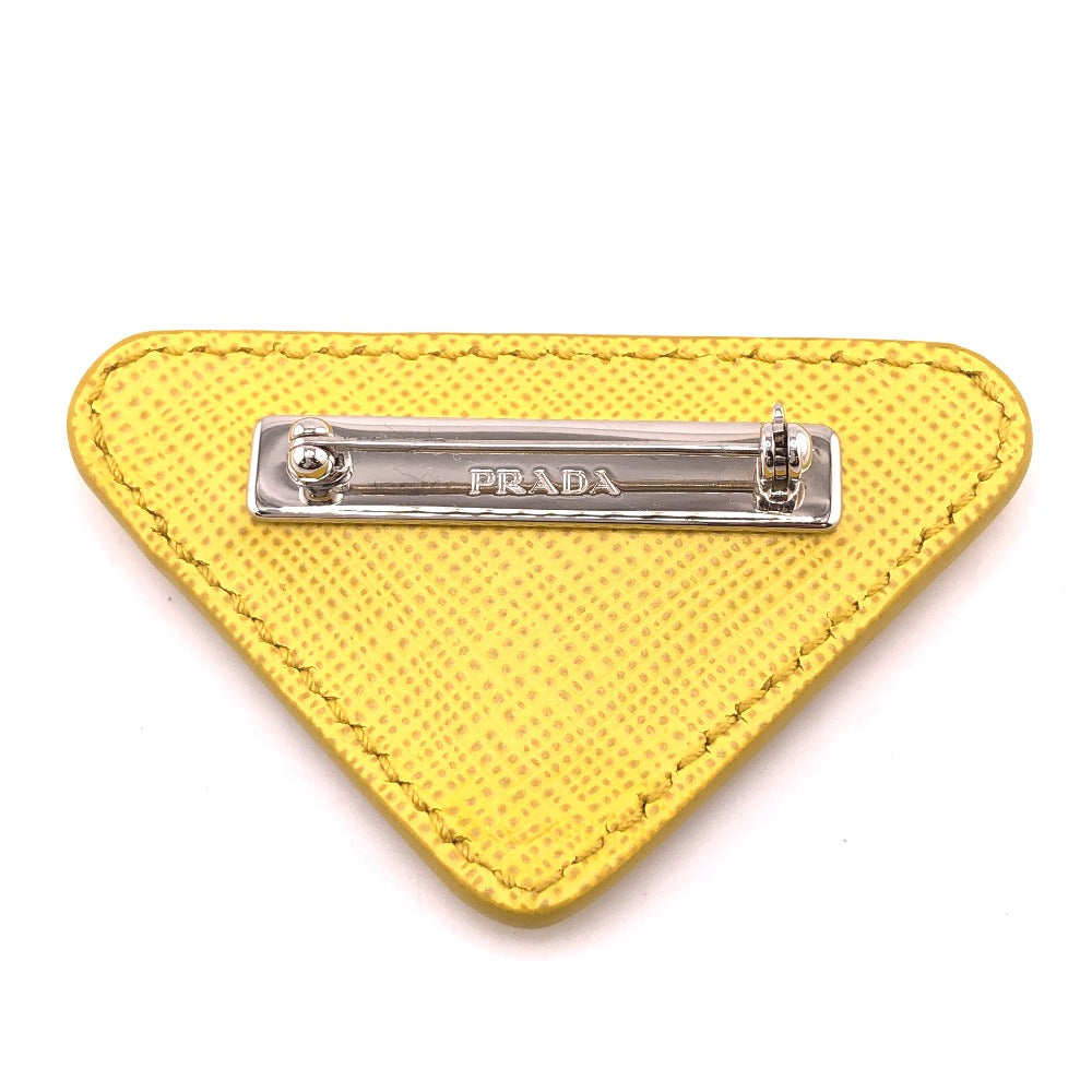 PRADA Brooch leather yellow Gold Platedx leather