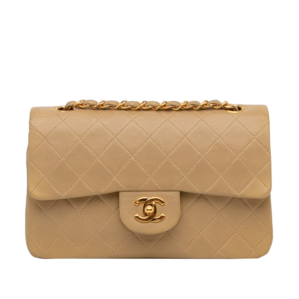 Chanel Classic Double Flap Small Beige Lambskin Gold