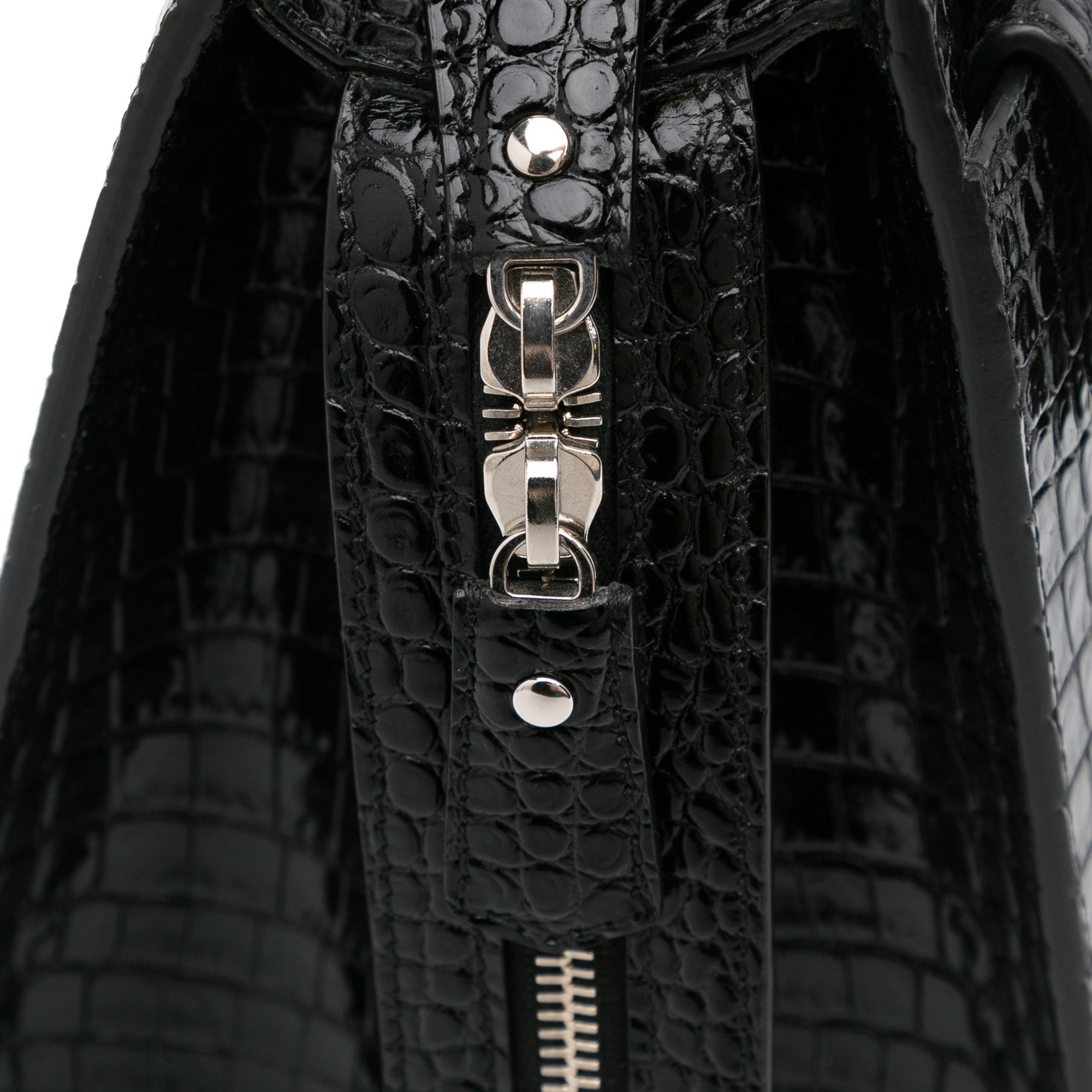 Yves Saint Laurent Uptown Medium Black Croc Embossed Leather