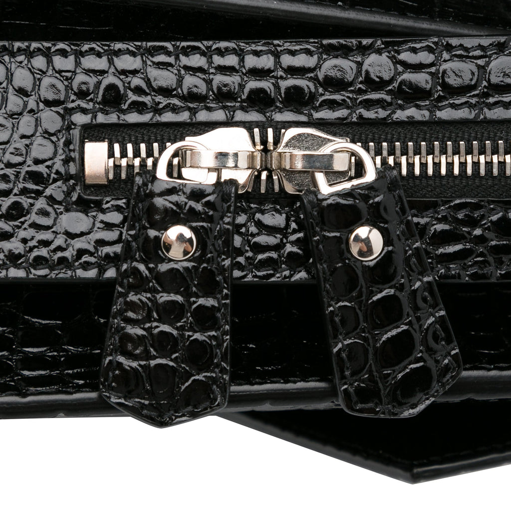 Yves Saint Laurent Uptown Medium Black Croc Embossed Leather