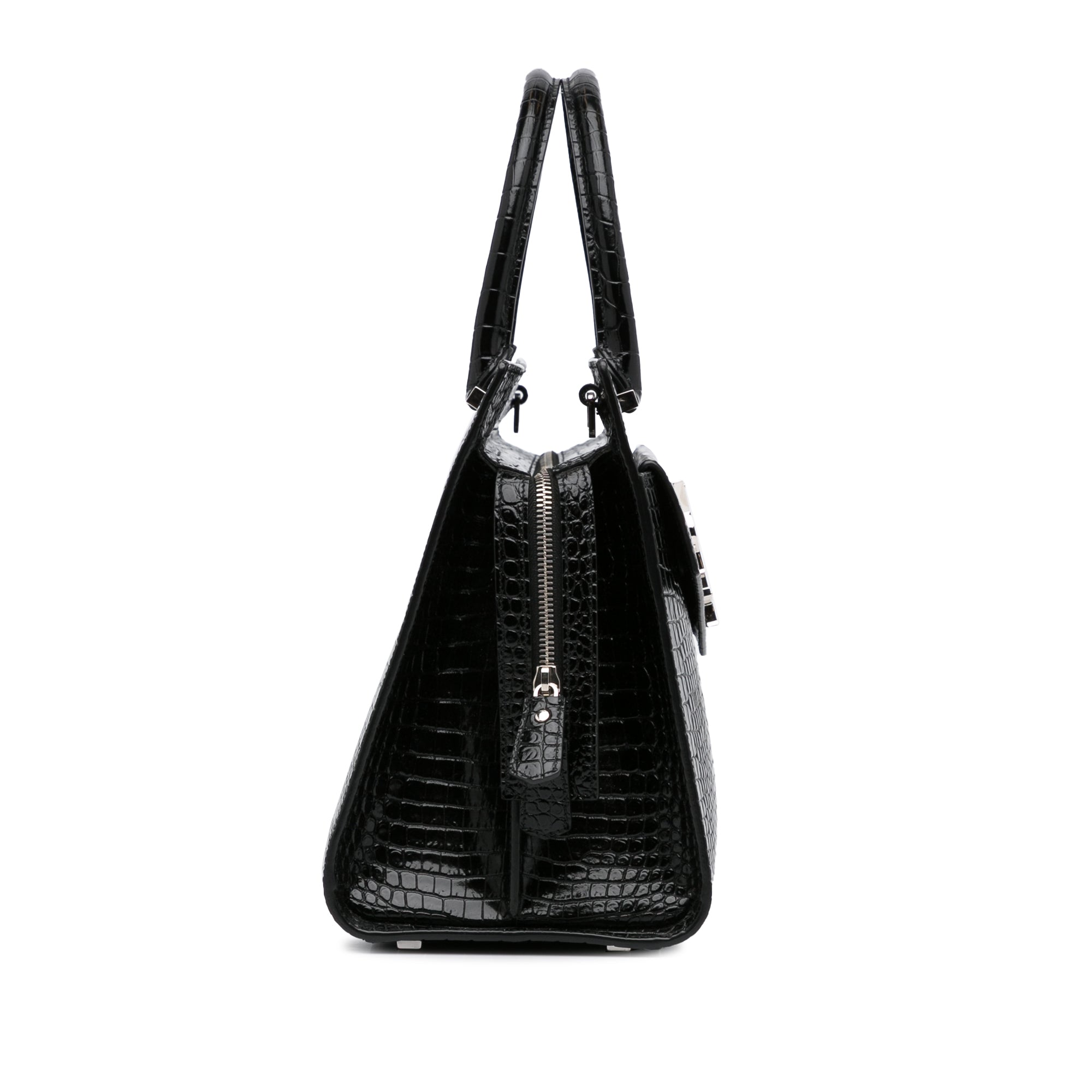 Yves Saint Laurent Uptown Medium Black Croc Embossed Leather