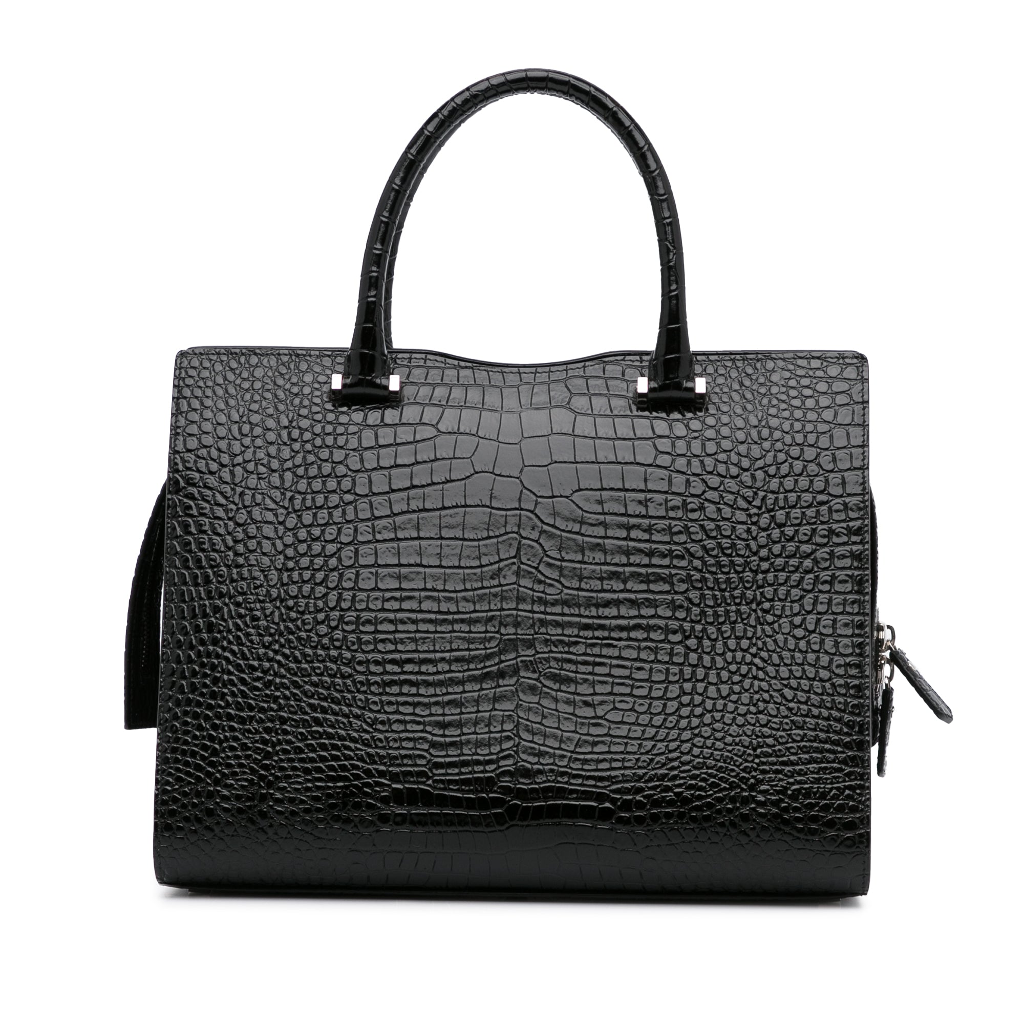 Yves Saint Laurent Uptown Medium Black Croc Embossed Leather