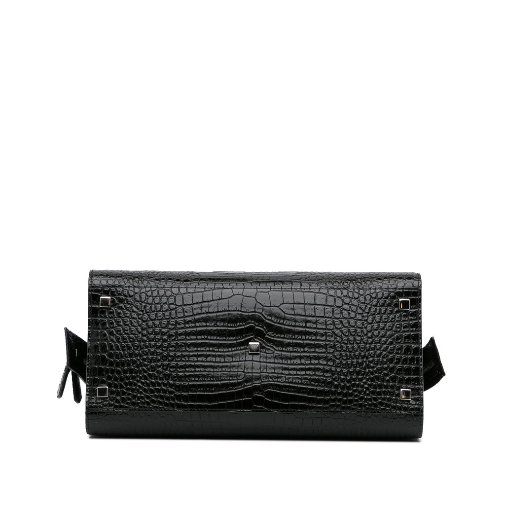 Yves Saint Laurent Uptown Medium Black Croc Embossed Leather