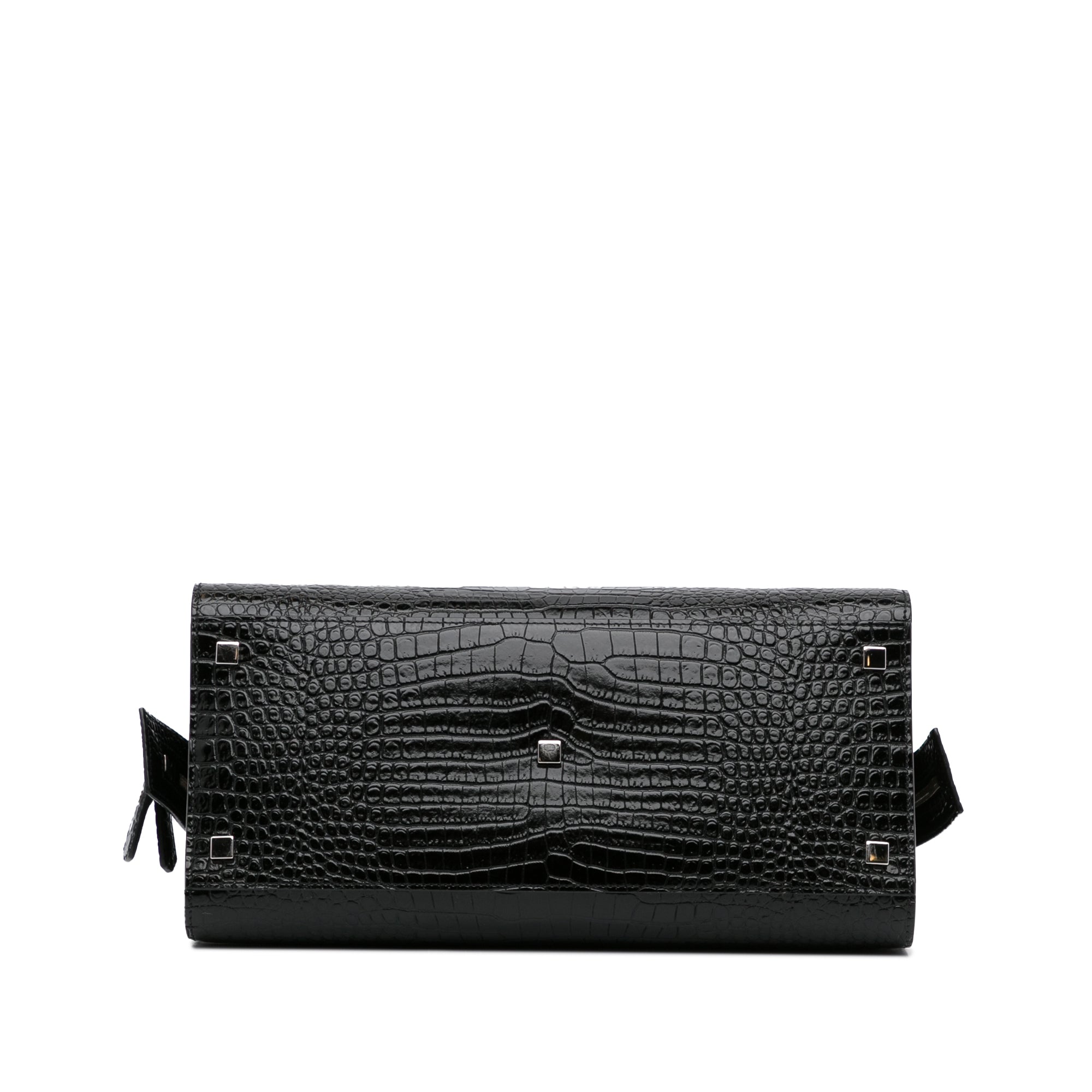 Yves Saint Laurent Uptown Medium Black Croc Embossed Leather